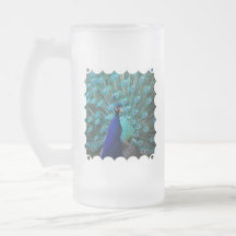Pretty Peacock Frosted Beer Mug