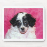 Pretty Phantom Parti Poodle Puppy on Pink Mousepad