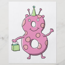 Pretty Pink 8th Birthday Cartoon Monster. Personalized Flyer