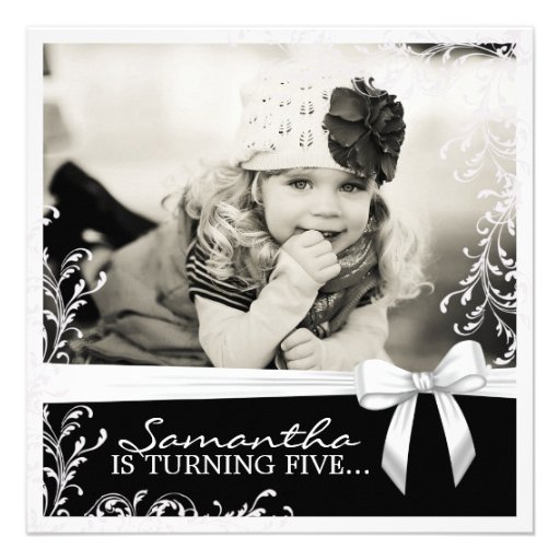 Pretty Pink and Black Birthday Party Invitation