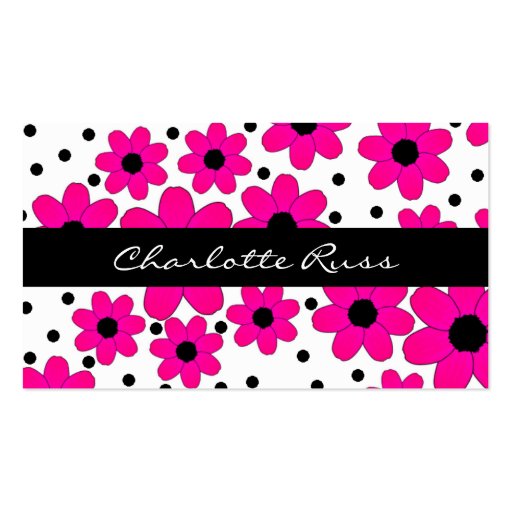 Pretty Pink and Black Flowers Mommy Card Business Card Template