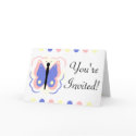Pretty Pink And Blue Butterfly Baby Shower Invitation