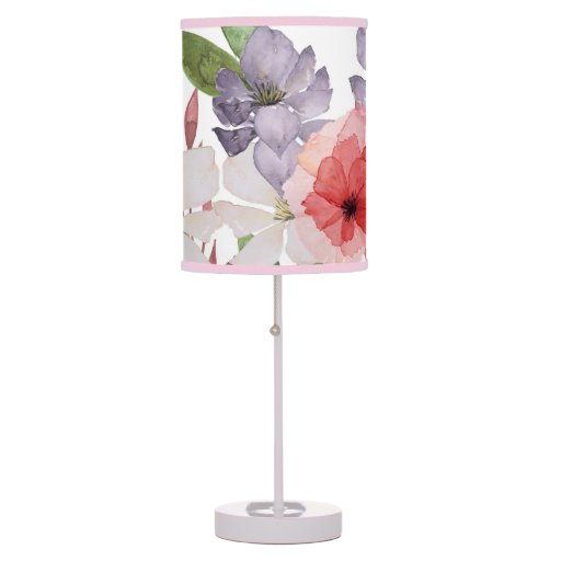 Pretty Pink and Blue Watercolor Flowers Desk Lamp | Zazzle