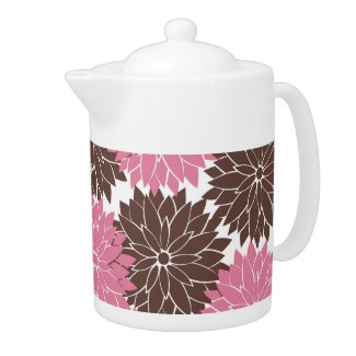 Pretty Pink and Brown Flower Blossoms Floral Print