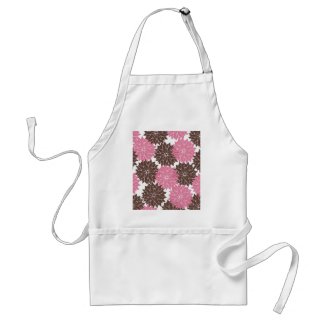 Pretty Pink and Brown Flower Blossoms Floral Print Apron