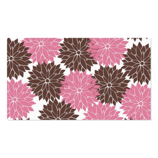Pretty Pink and Brown Flower Blossoms Floral Print Business Cards (back side)