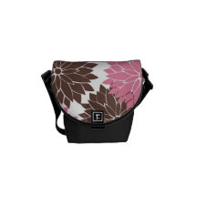 Pretty Pink and Brown Flower Blossoms Floral Print Courier Bags