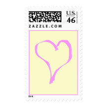 Pretty Pink and Cream Love Heart. Postage Stamp