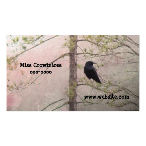 Pretty Pink and Crow Business Card Template (front side)