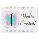 Pretty Pink And Cyan Butterfly Baby Shower Invitation