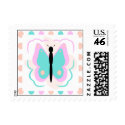 Pretty Pink And Cyan Butterfly Postage Stamp