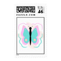 Pretty Pink And Cyan Butterfly Postage Stamp