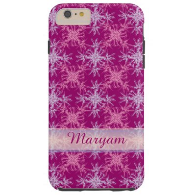 Pretty Pink and Dusty Purple Floral Damask Custom Tough iPhone 6 Plus Case