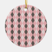 Pretty Pink and Gray Argyle Diamond Pattern Gifts Ornament