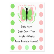 Pretty Pink And Green Butterfly Announcement business cards