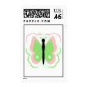 Pretty Pink And Green Butterfly Postage Stamp