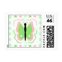 Pretty Pink And Green Butterfly Postage Stamp