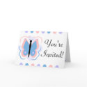 Pretty Pink And Light Blue Butterfly Baby Shower Invitation