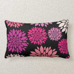 Pretty Pink and Purple Flowers on Black Pillow
