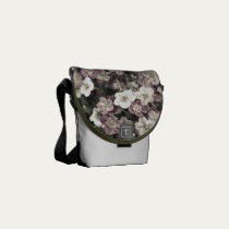 Pretty Pink and White Flowers messenger bags