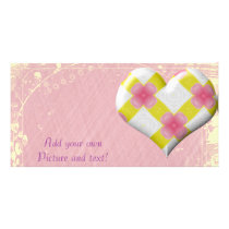 Pretty Pink and Yellow Heart Photo Cards