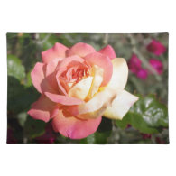 Pretty  pink and yellow rose flower.  Floral Placemats