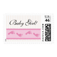 Pretty pink baby feet postage stamp