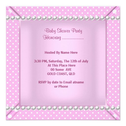 Pretty Pink Baby Shower Girl Baby Polka Dots Invite