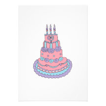 Pretty Pink Birthday Cake Personalized Announcement
