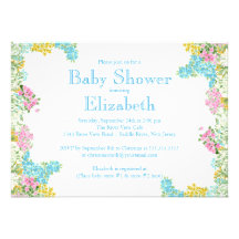 Pretty Pink Blue Floral Neutral baby Shower Invites