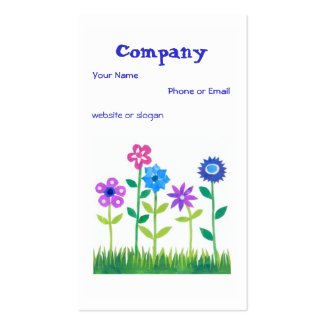 Pretty Pink, Blue, Mauve Flowers Business Card