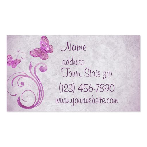 Pretty Pink Butterflies Business Cards (front side)