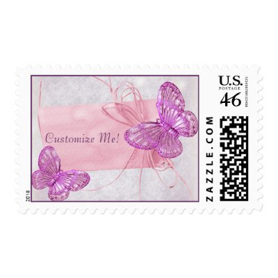Pretty Pink Butterfly Postage Stamps