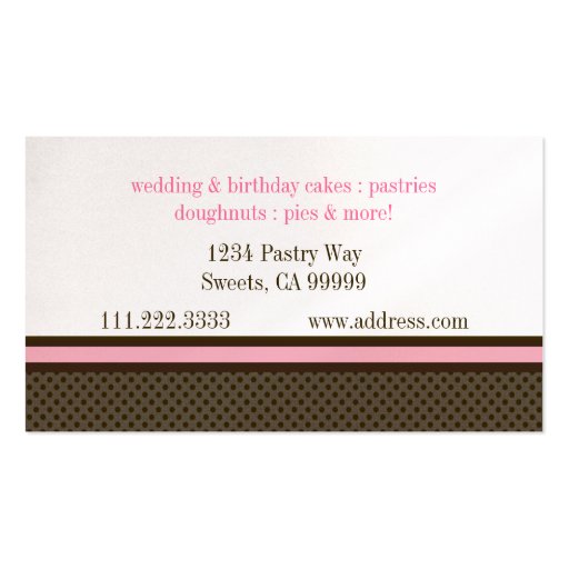 Pretty Pink Cake Bakery : Business Cards (back side)