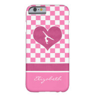 Pretty Pink Checkered Gymnastics with Monogram Barely There iPhone 6 Case