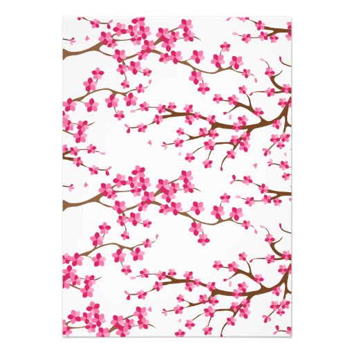 Pretty Pink Cherry Blossom Floral Baby Shower Custom Invites