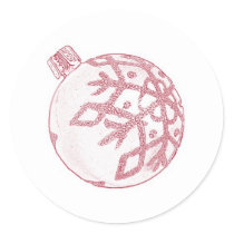 Pretty Pink Christmas Bauble Round Sticker