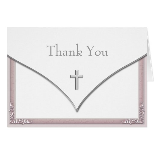 Pretty Pink Cross Thank You Cards | Zazzle