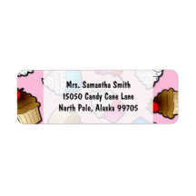 Pretty Pink Cute Cupcakes Print Return Address Label