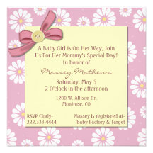 Pretty Pink Daisies Baby Girl Shower Invitation