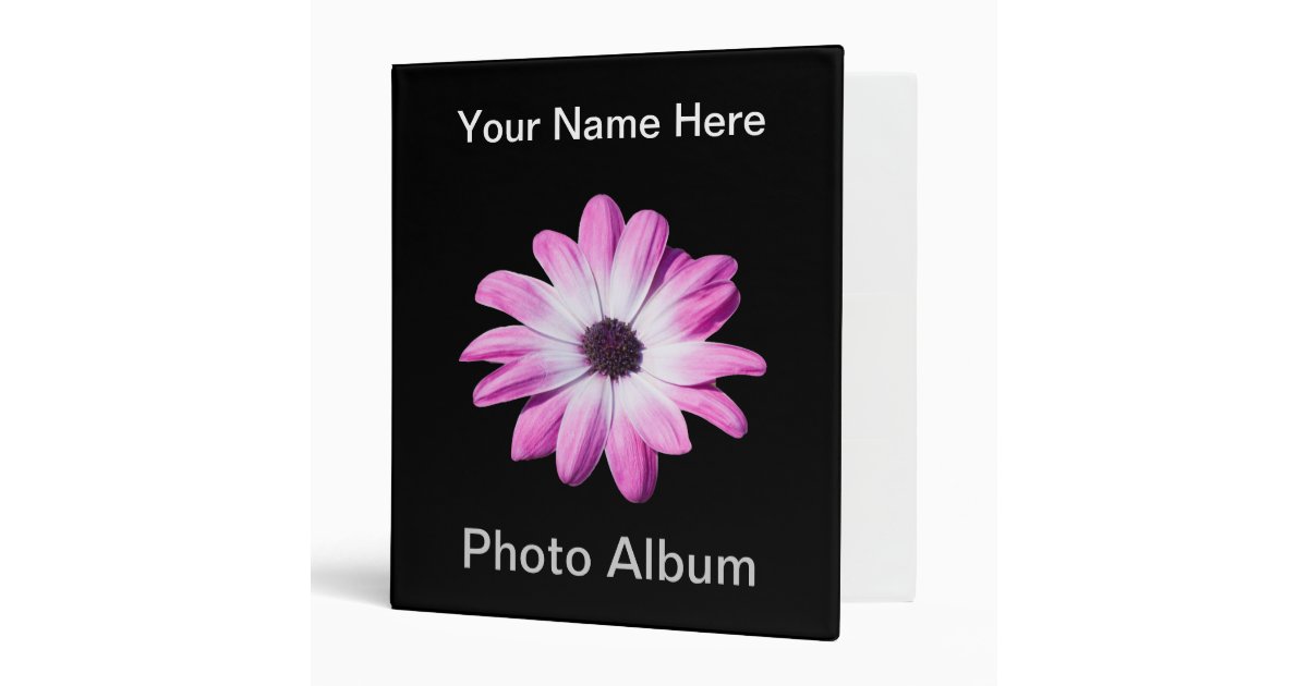 pretty pink daisy flowers custom name photo album binder pink photo album