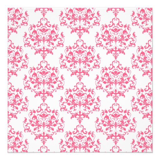 Pretty Pink Damask Bridal Shower Invitation