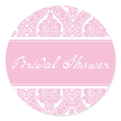 Pretty Pink Damask-Bridal Shower Sticker