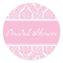 Pretty Pink Damask-Bridal Shower Sticker
