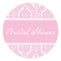 Pretty Pink Damask-Bridal Shower Sticker