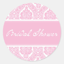 Pretty Pink Damask-Bridal Shower Sticker stickers