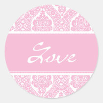 Pretty Pink Damask-Love Sticker stickers
