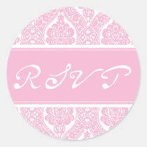 Pretty Pink Damask-RSVP Sticker stickers