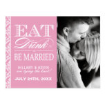 Pretty Pink Damask Save the Date Postcard
