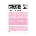 Pretty Pink Damask-Save The Date-Small Postage postage